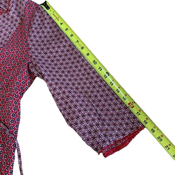 BODEN Sasha Kaftan Red 10R Peasant Dress Boho Hippie Mini Floral Print Tassels - Picture 11 of 12